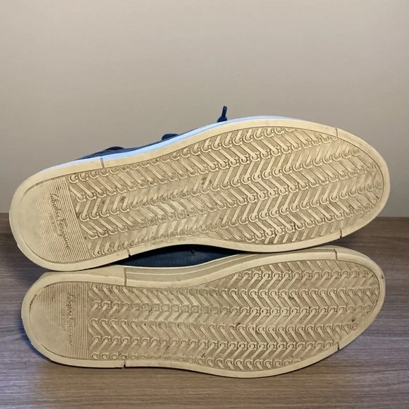 Salvatore Ferragamo Robert leather suede high top sneakers blue 8,5 EE - Picture 12 of 16